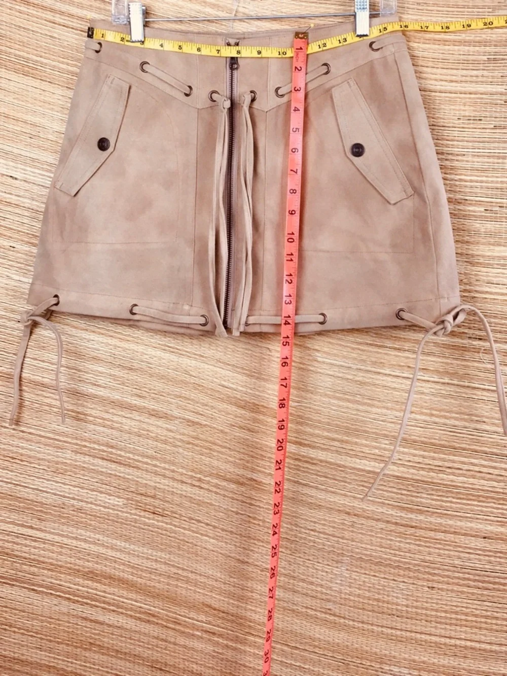 Free People / We The Free - Sierra NWT Vegan Suede Western Mini Skirt Beige Sz 6